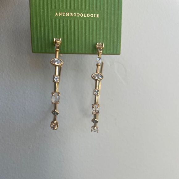 Anthropologie Jewelry - New Anthropologie Tai Stone Demi Hoops 14K Gold Earrings